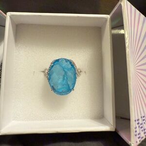 Bomb Party Blue Topaz Mental Health Awareness Color Changing Ring Size 8 New